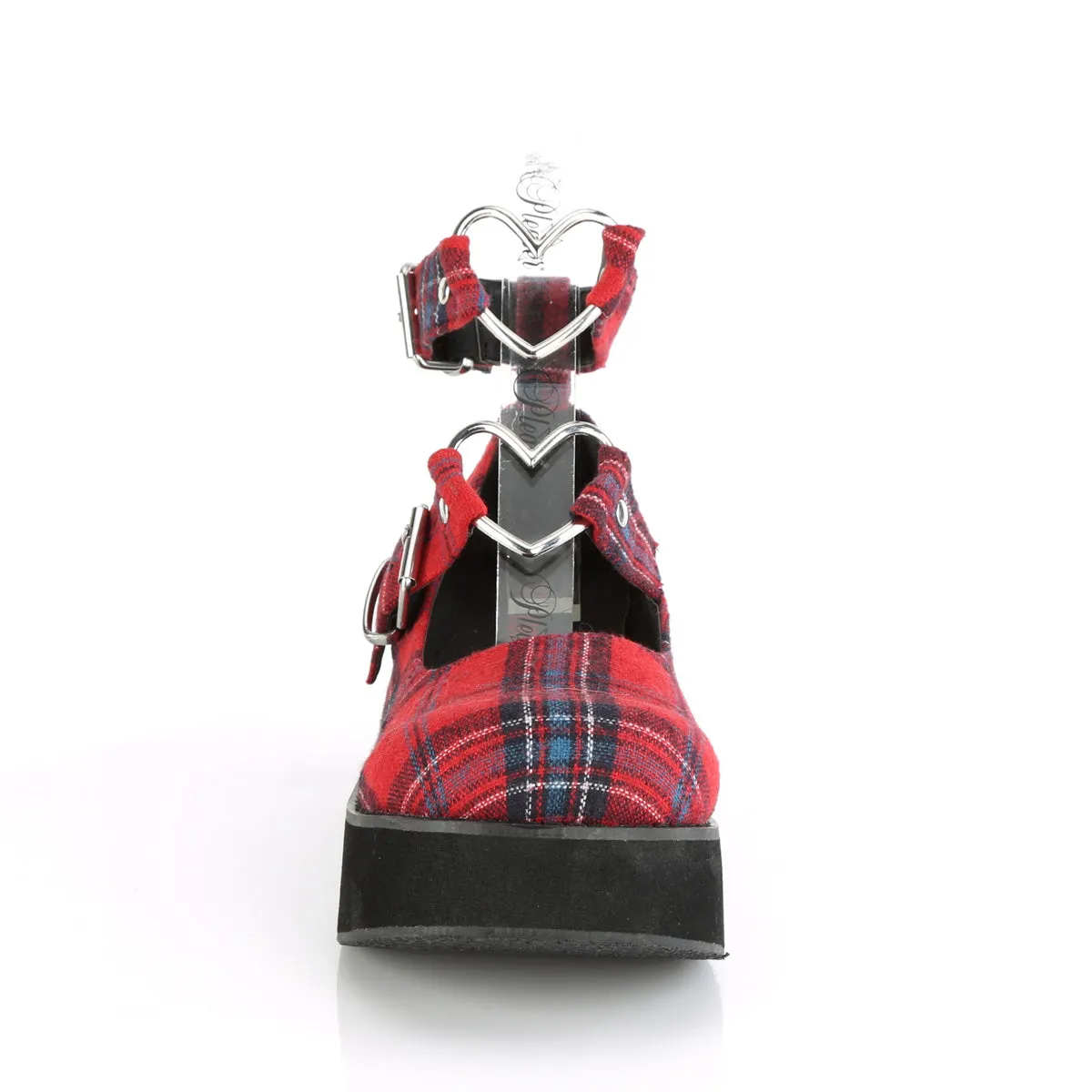 SPRITE-02 DemoniaCult Red Plaid Fabric Sexy Women's Heels & Platform Shoes (Alternative Footwear)
