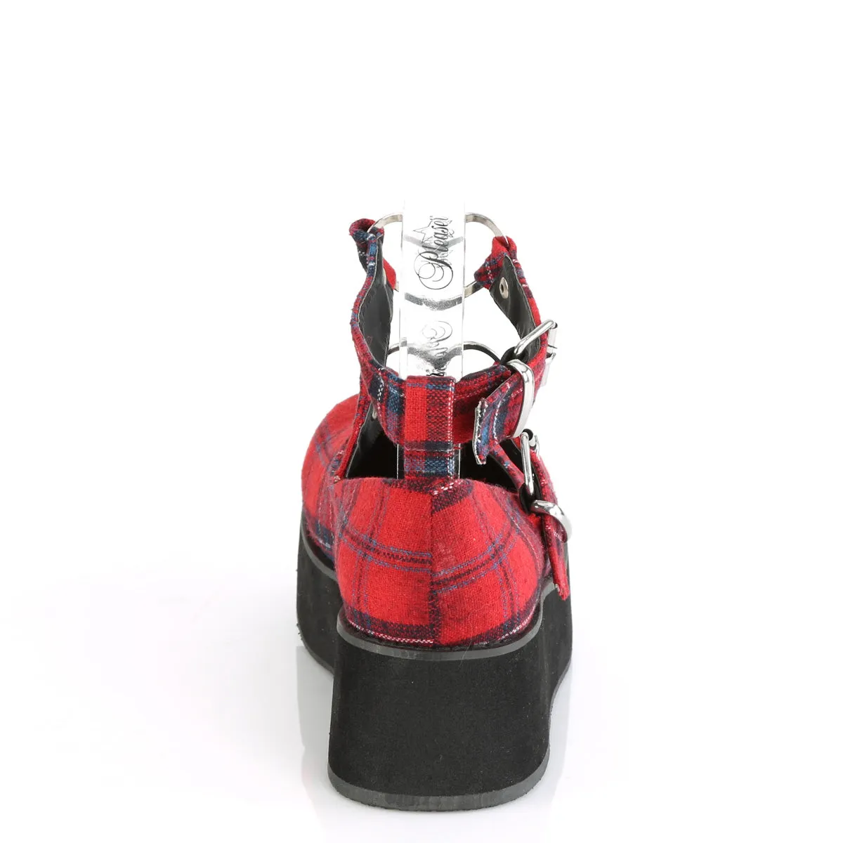 SPRITE-02 DemoniaCult Red Plaid Fabric Sexy Women's Heels & Platform Shoes (Alternative Footwear)