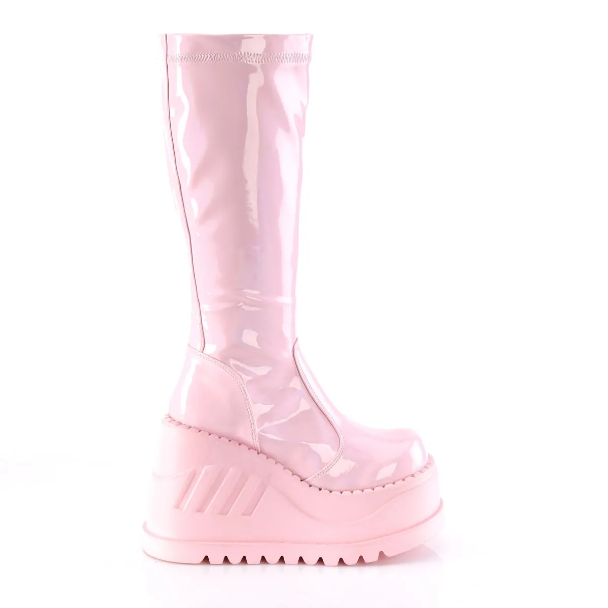STOMP-200 DemoniaCult Baby Pink Hologram Sexy Women's Mid-Calf & Knee High Boots (Alternative Footwear)