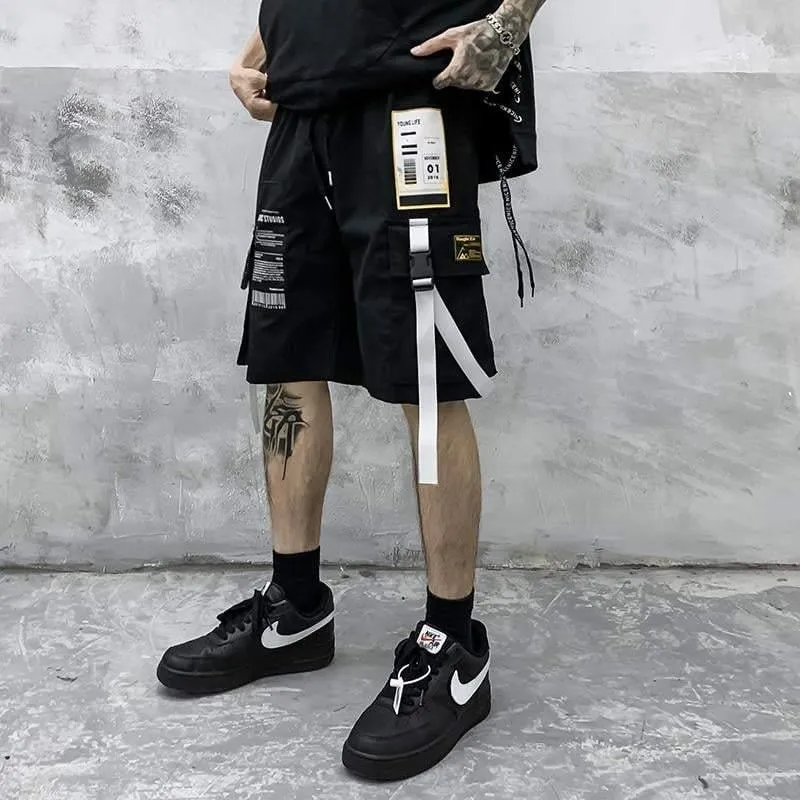 Streetwear Ribbon Techwear Cargo Shorts
