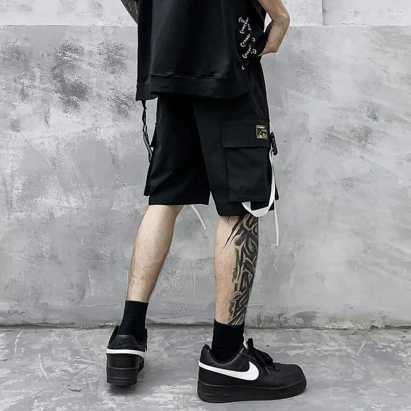 Streetwear Ribbon Techwear Cargo Shorts