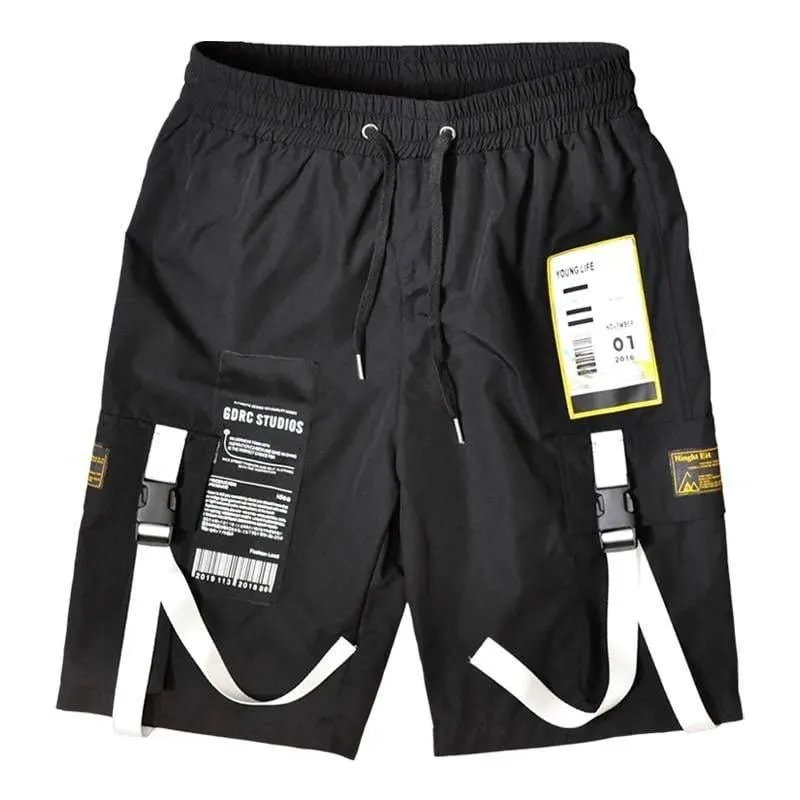 Streetwear Ribbon Techwear Cargo Shorts