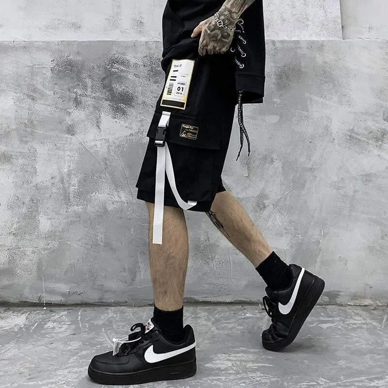 Streetwear Ribbon Techwear Cargo Shorts