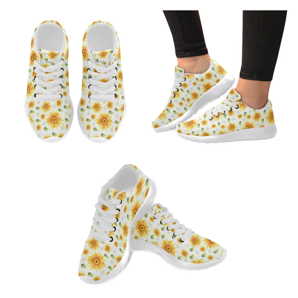 Sunflower Shoes, Cute Yellow Flowers Floral Women sneakers, Dandelion Casual Vegan Shoes, Sports Running Shoes