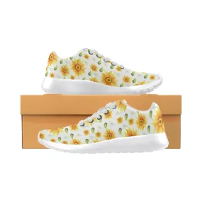 Sunflower Shoes, Cute Yellow Flowers Floral Women sneakers, Dandelion Casual Vegan Shoes, Sports Running Shoes