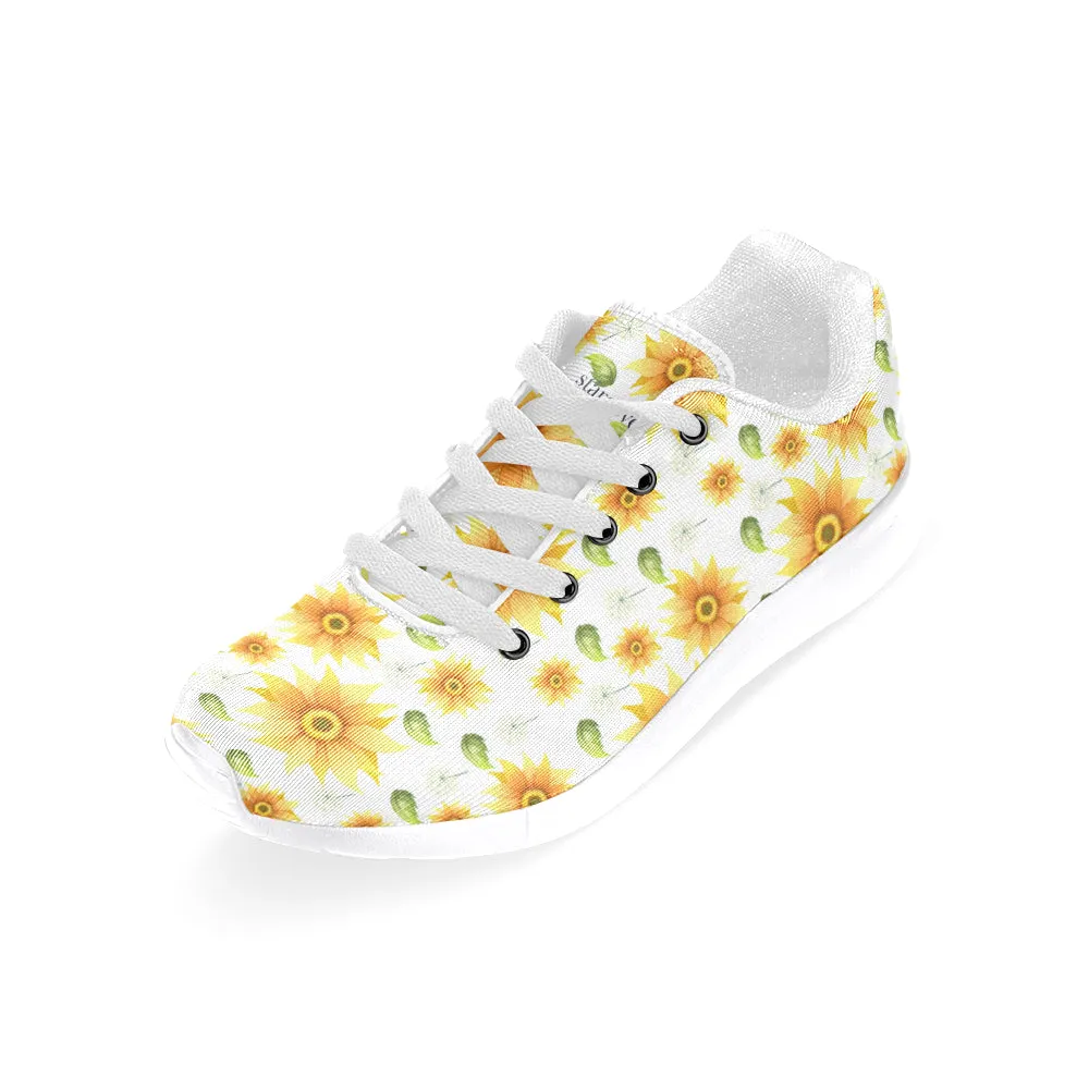 Sunflower Shoes, Cute Yellow Flowers Floral Women sneakers, Dandelion Casual Vegan Shoes, Sports Running Shoes