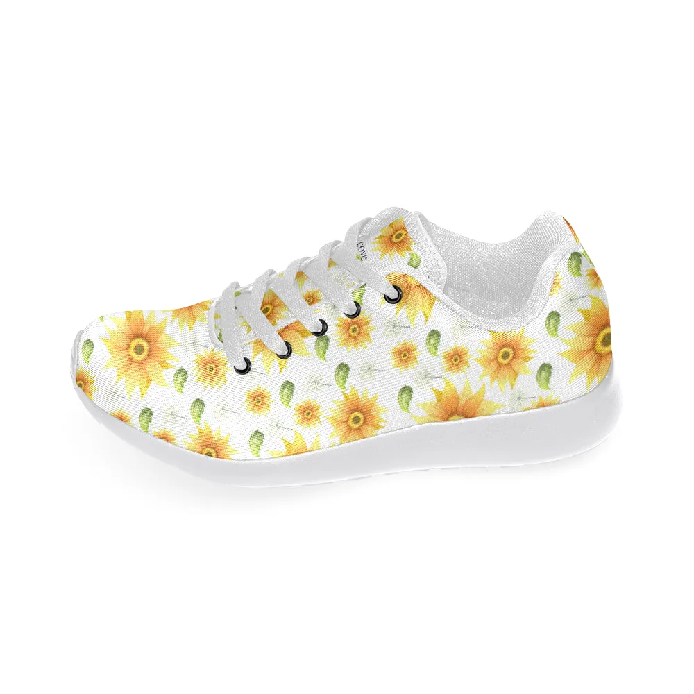 Sunflower Shoes, Cute Yellow Flowers Floral Women sneakers, Dandelion Casual Vegan Shoes, Sports Running Shoes