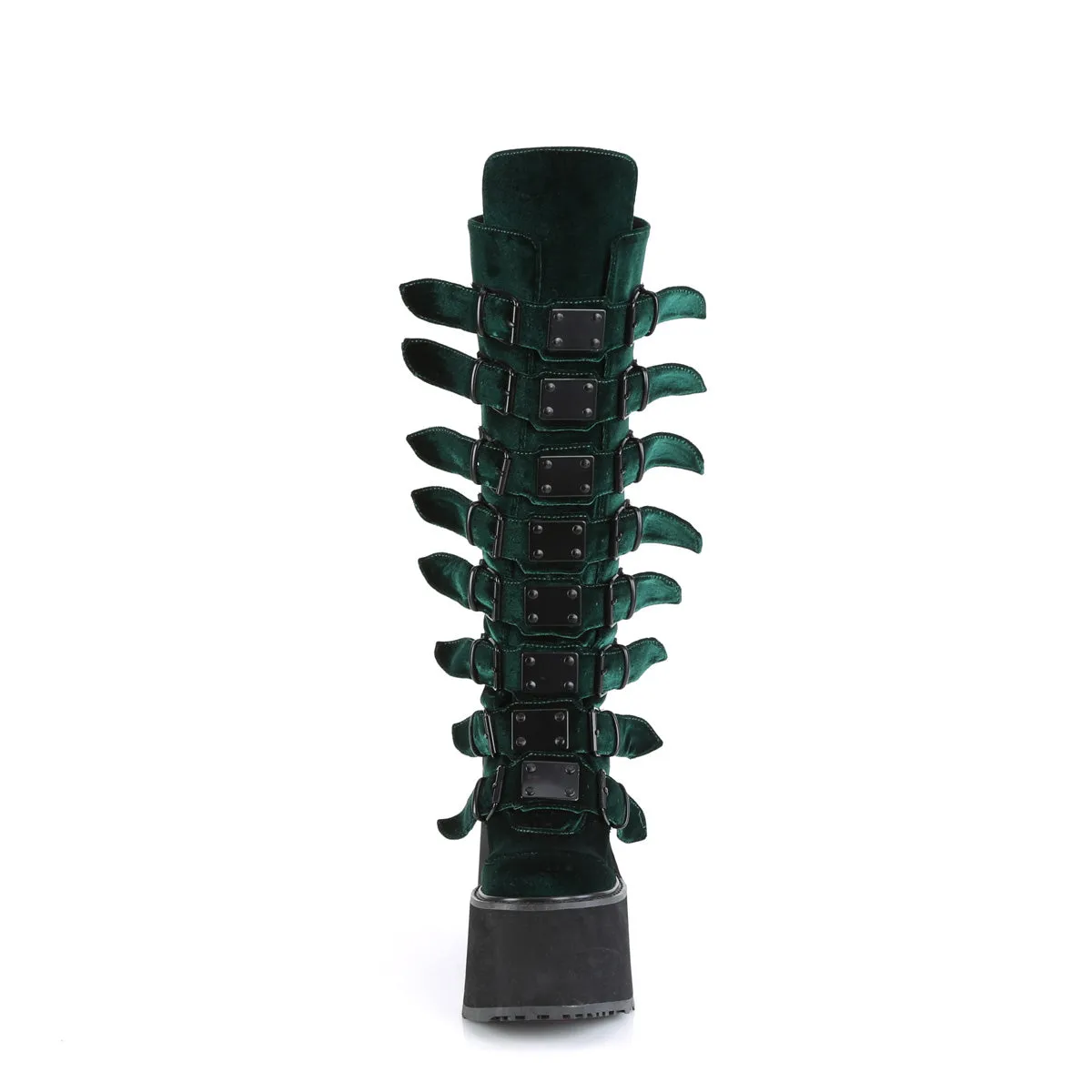 SWING-815 DemoniaCult Emerald Velvet Sexy Women's Mid-Calf & Knee High Boots (Alternative Footwear)