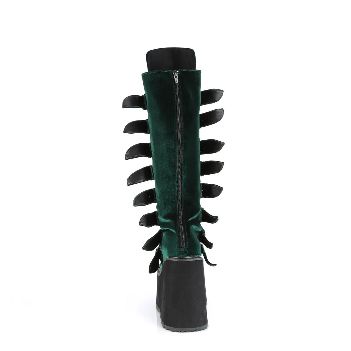 SWING-815 DemoniaCult Emerald Velvet Sexy Women's Mid-Calf & Knee High Boots (Alternative Footwear)