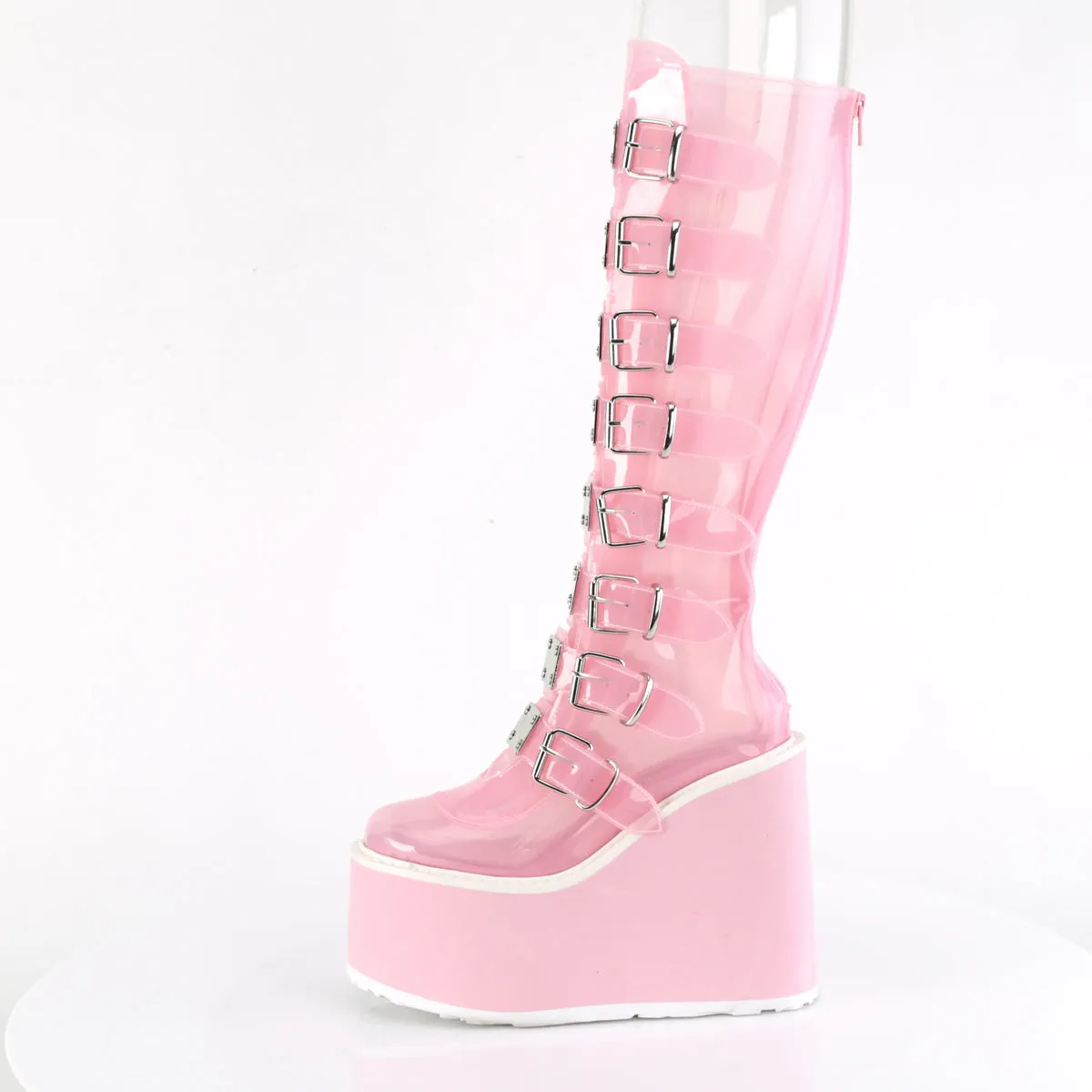 SWING-815C DemoniaCult Baby Pink Sexy Women's Mid-Calf & Knee High Boots (Alternative Footwear)