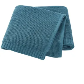 Teal Knitted Cotton Blanket