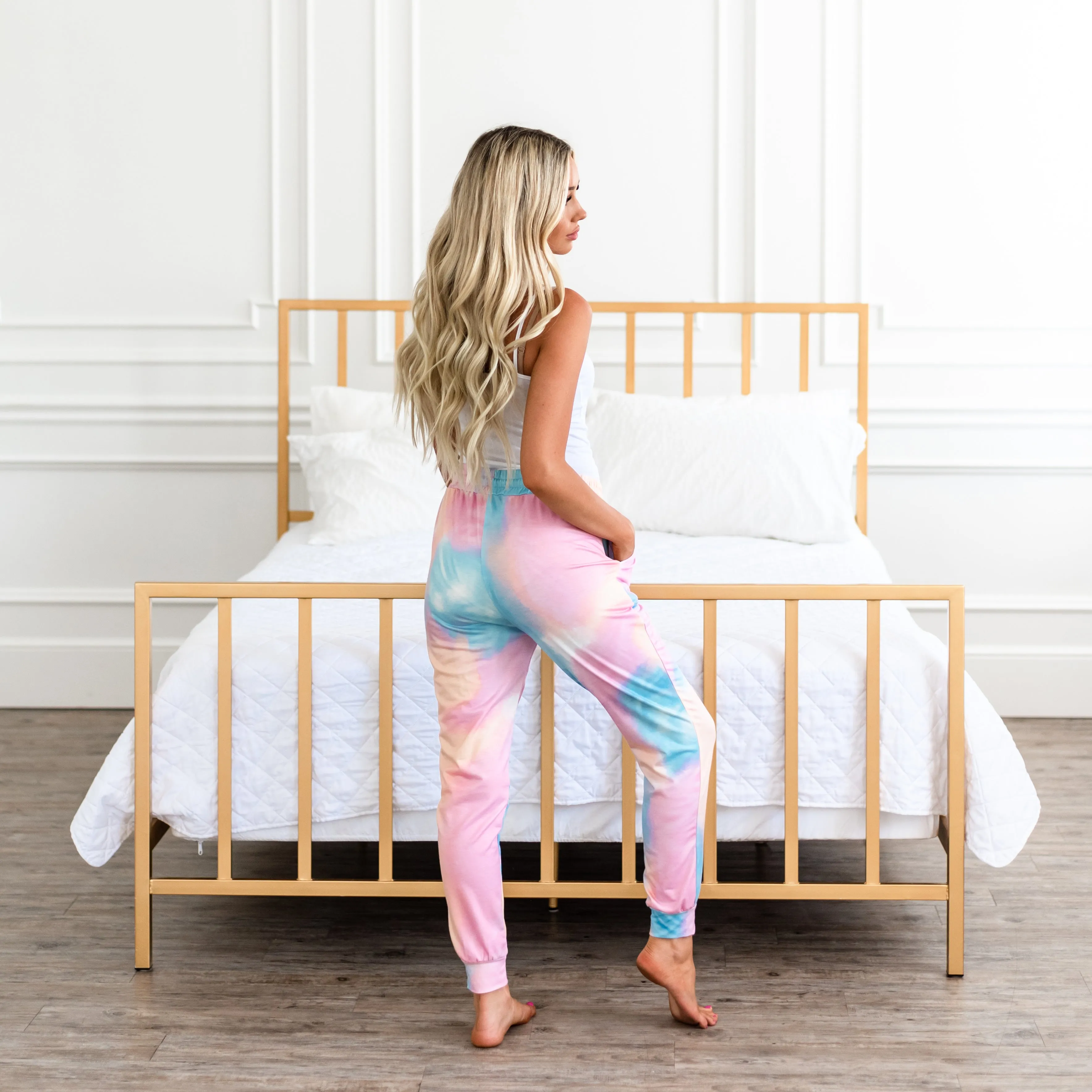Tie Dye Joggers - Orange/Pink