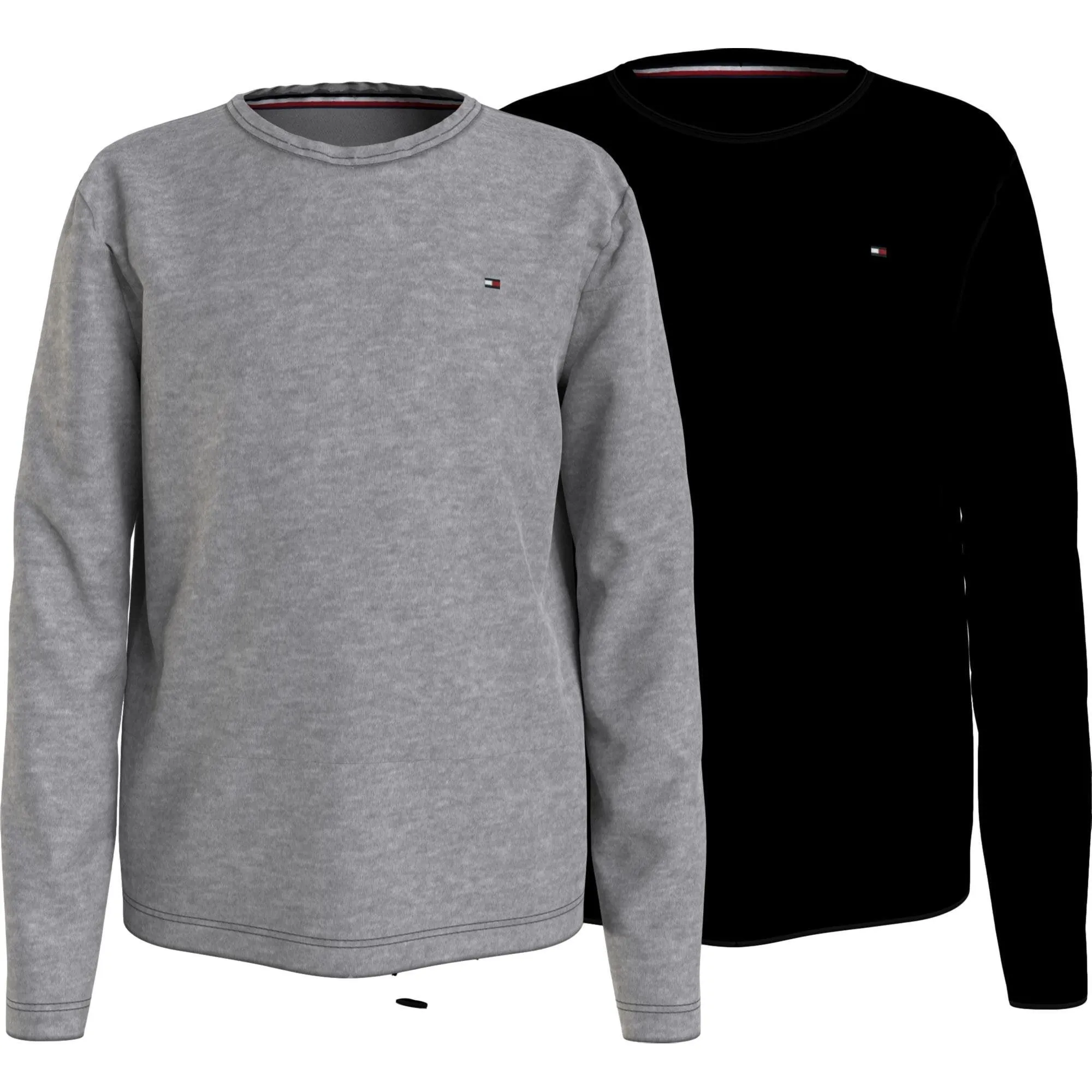 Tommy Hilfiger Boys 2 Pack Long Sleeve T-Shirts - Medium Grey Heather/Black