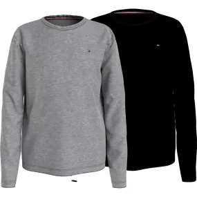 Tommy Hilfiger Boys 2 Pack Long Sleeve T-Shirts - Medium Grey Heather/Black