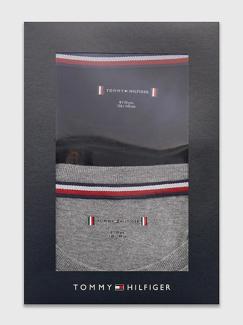 Tommy Hilfiger Boys 2 Pack Long Sleeve T-Shirts - Medium Grey Heather/Black