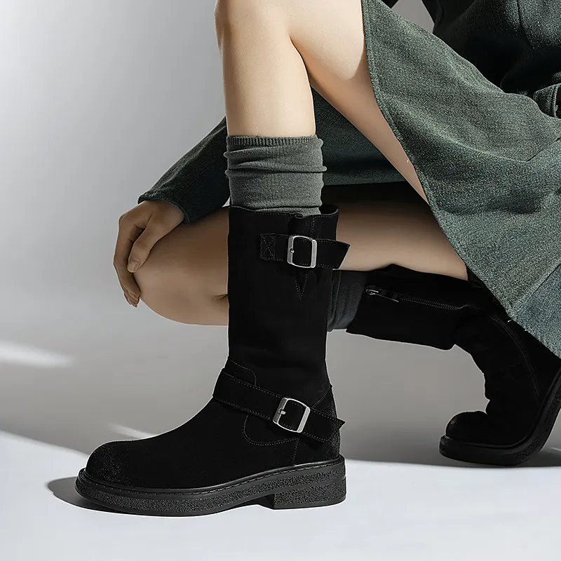 USS Shoes Luvy Women's Mid Calf High Round Toe Boots