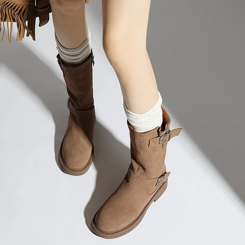 USS Shoes Luvy Women's Mid Calf High Round Toe Boots
