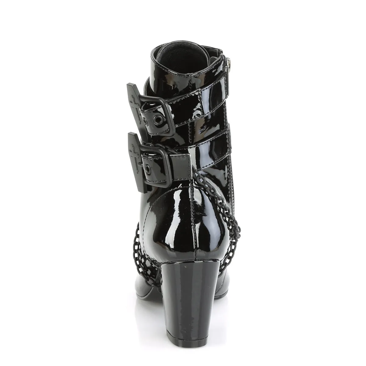 VIVIKA-128 DemoniaCult Black Patent Sexy Women's Ankle Boots (Alternative Footwear)