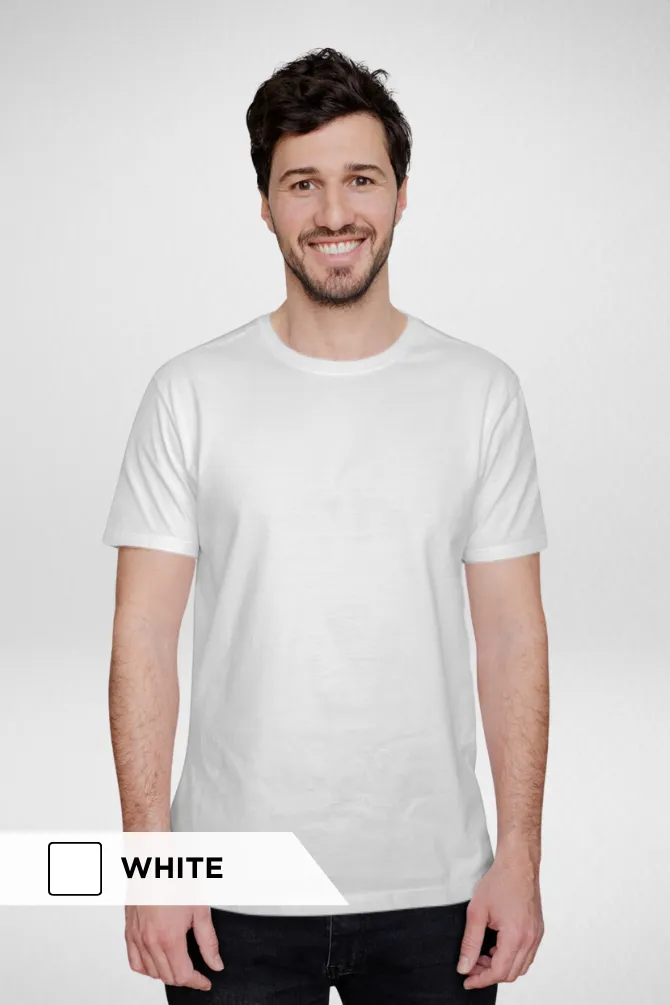 White and Light Pink Plain T-shirts Combo for Men
