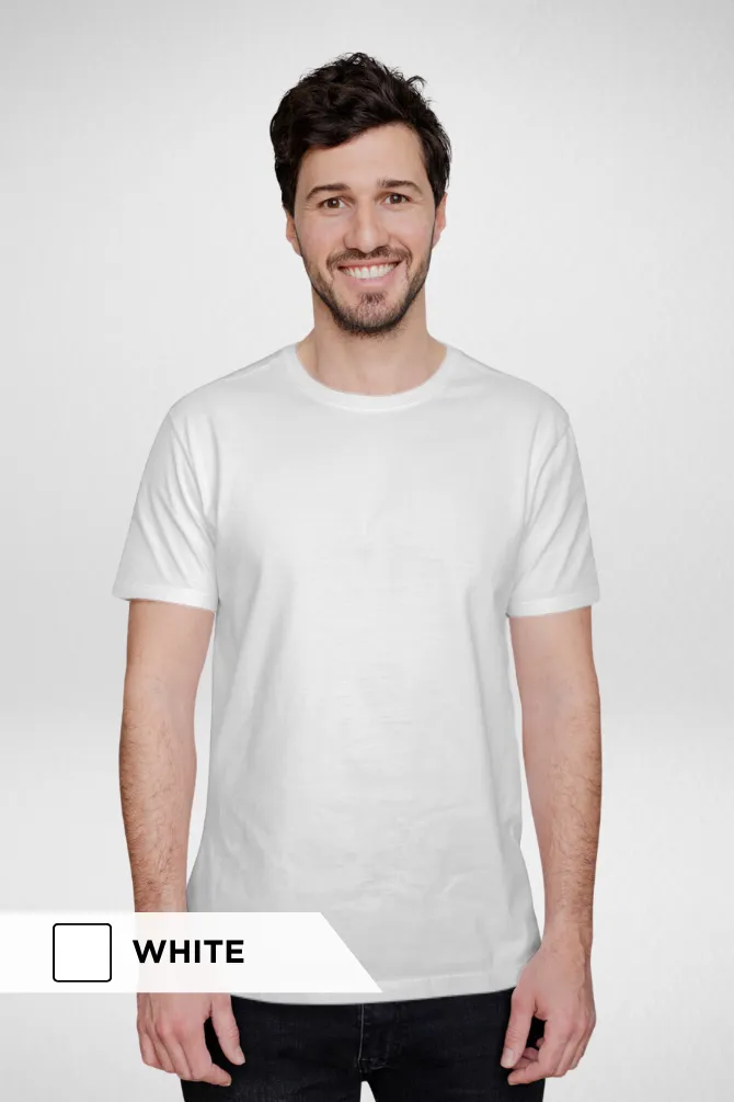 White and Navy Blue Plain T-shirts Combo for Men
