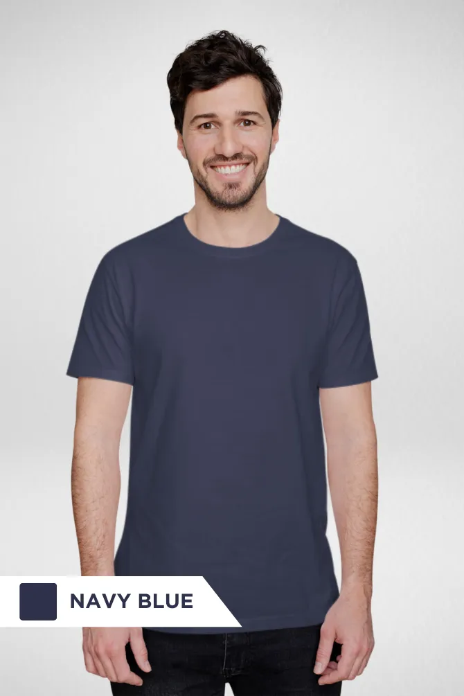 White and Navy Blue Plain T-shirts Combo for Men