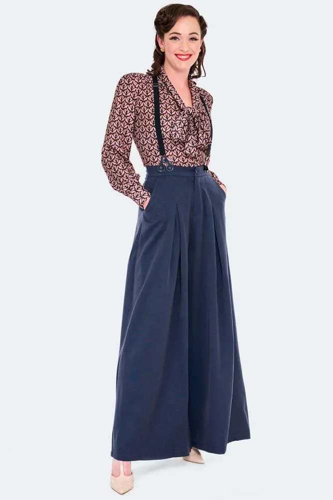 Wide Leg Suspenders Trousers