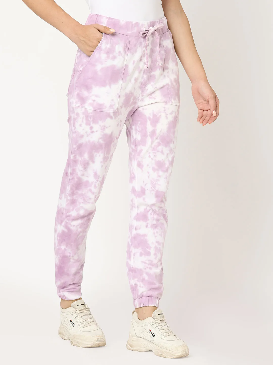 Women Lilac Tie & Dye Athleisure Joggers