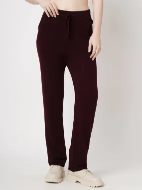 Women Wine High-Rise Loose Straight Jogger
