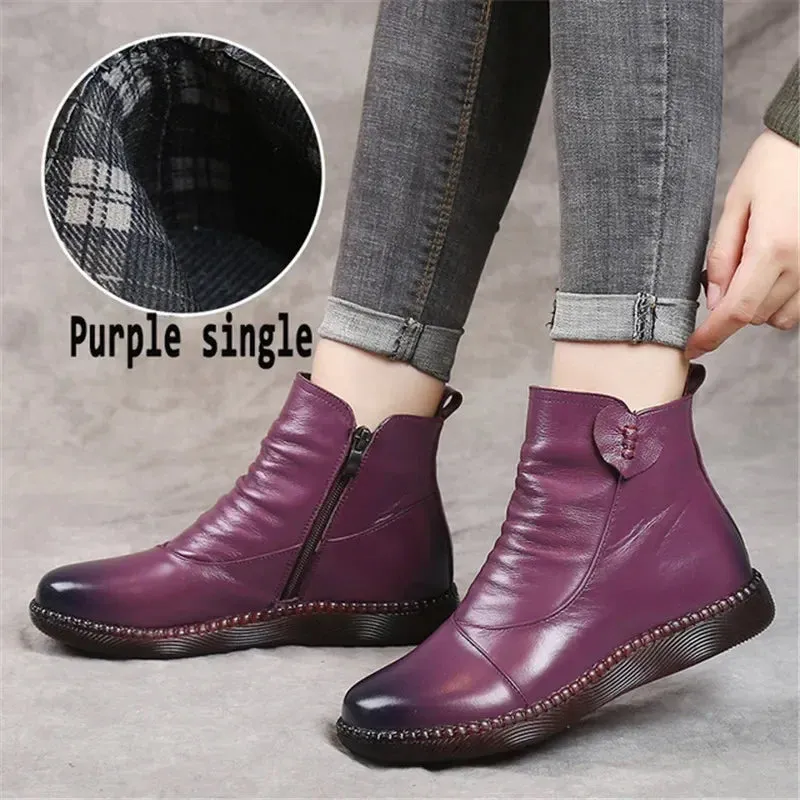 Women's Autumn Leather Boots – Fashionable Warm Winter Shoes with Non-Slip Thick Sole