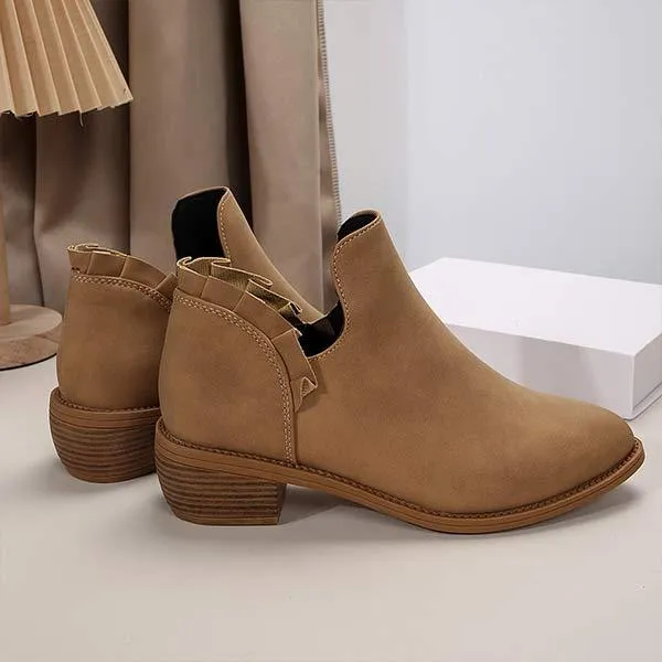 Women's Chunky Heel Elastic Ankle Boots 03172041C