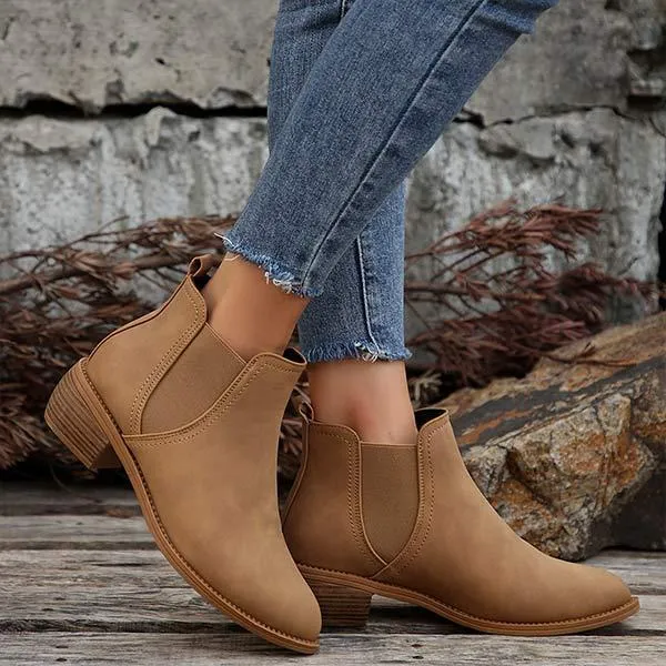 Women's Chunky Heel Elastic Ankle Boots 03172041C