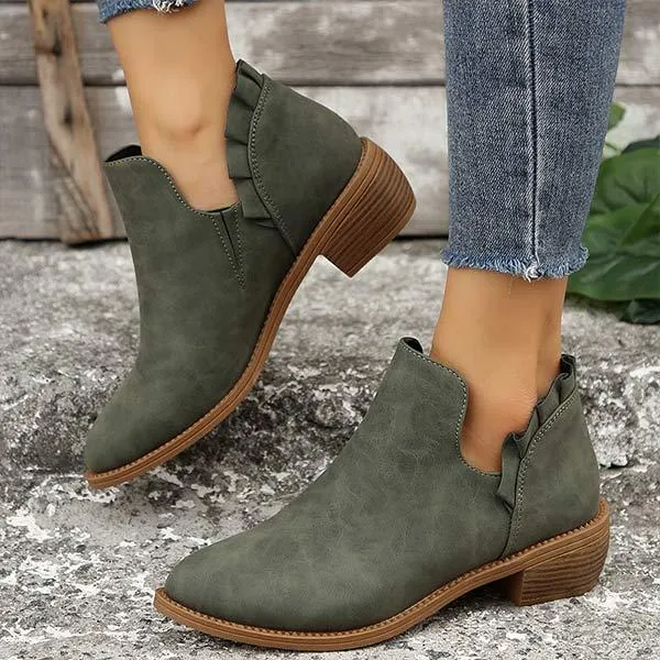 Women's Chunky Heel Elastic Ankle Boots 03172041C
