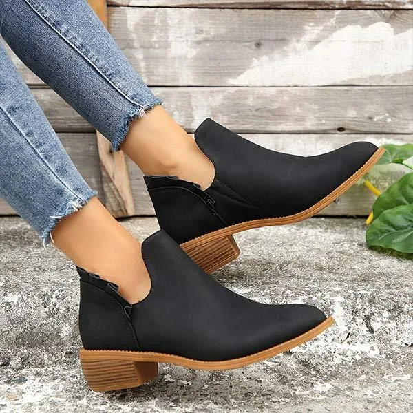 Women's Chunky Heel Elastic Ankle Boots 03172041C