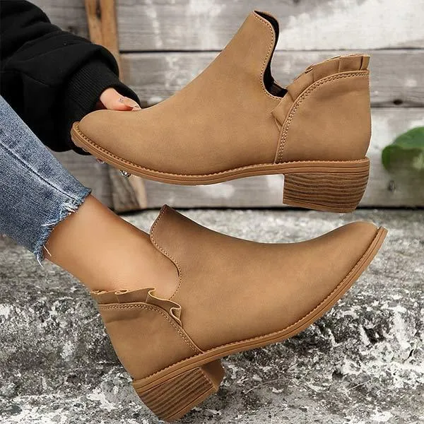 Women's Chunky Heel Elastic Ankle Boots 03172041C