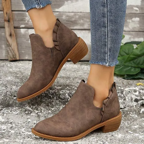 Women's Chunky Heel Elastic Ankle Boots 03172041C