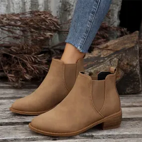 Women's Chunky Heel Elastic Ankle Boots 03172041C