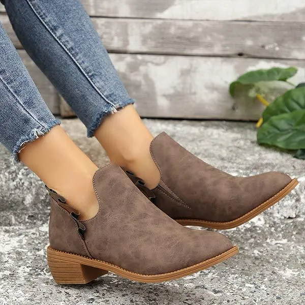 Women's Chunky Heel Elastic Ankle Boots 03172041C
