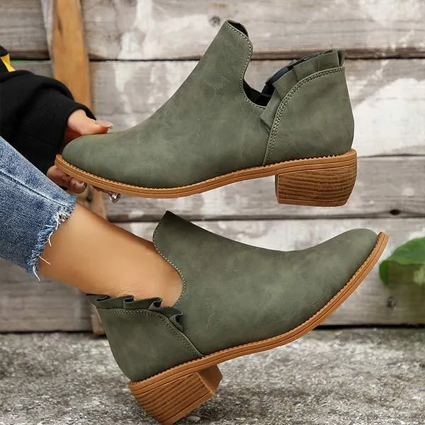 Women's Chunky Heel Elastic Ankle Boots 03172041C