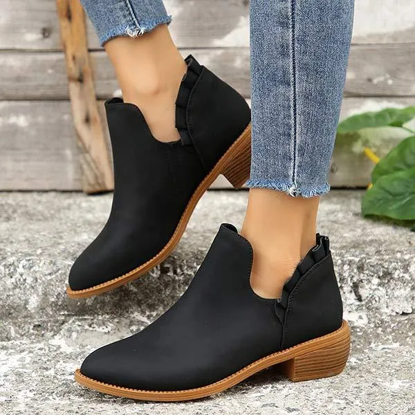 Women's Chunky Heel Elastic Ankle Boots 03172041C