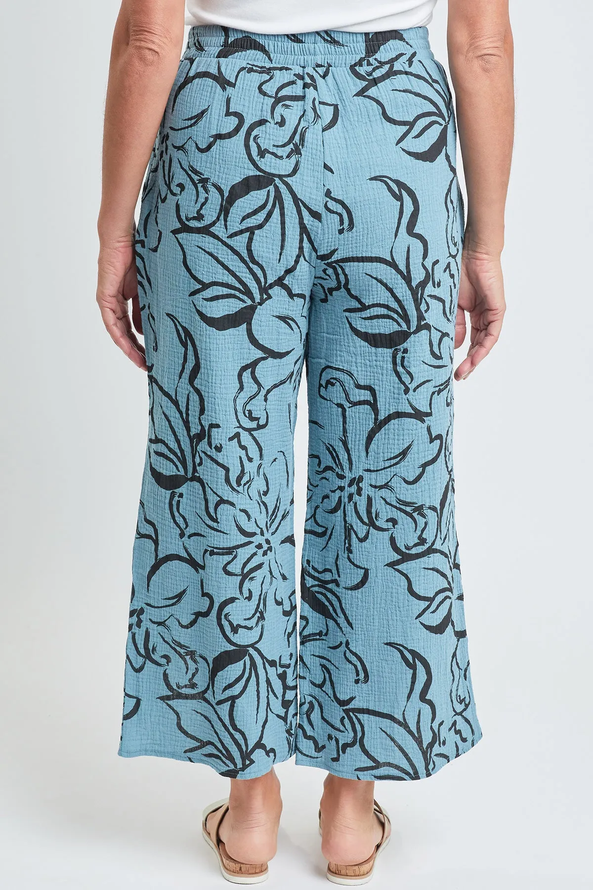Womens Double Gauze Front Split Wide Leg Pants