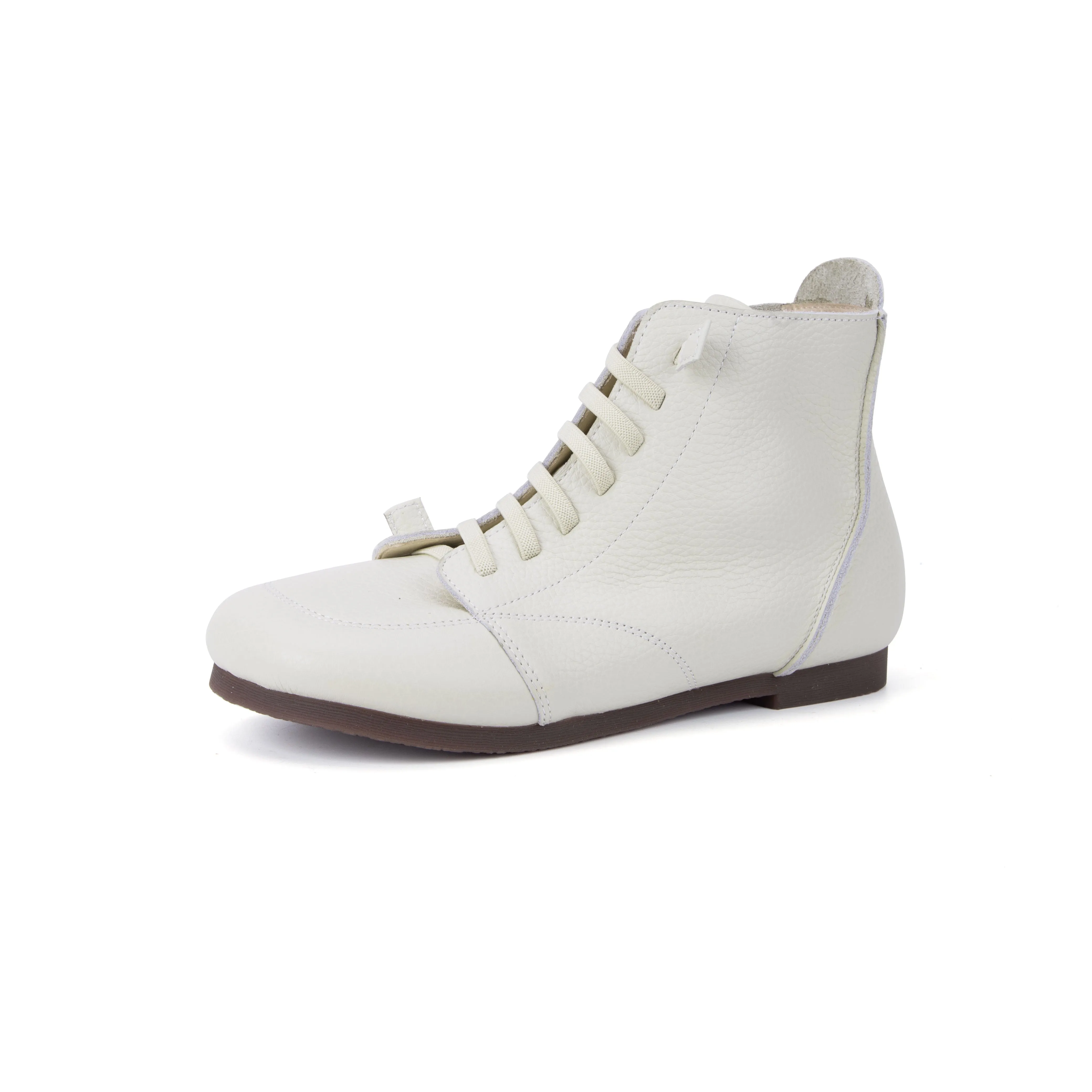 Women's Handmade Leather Flat Casual Lace-Up Boots