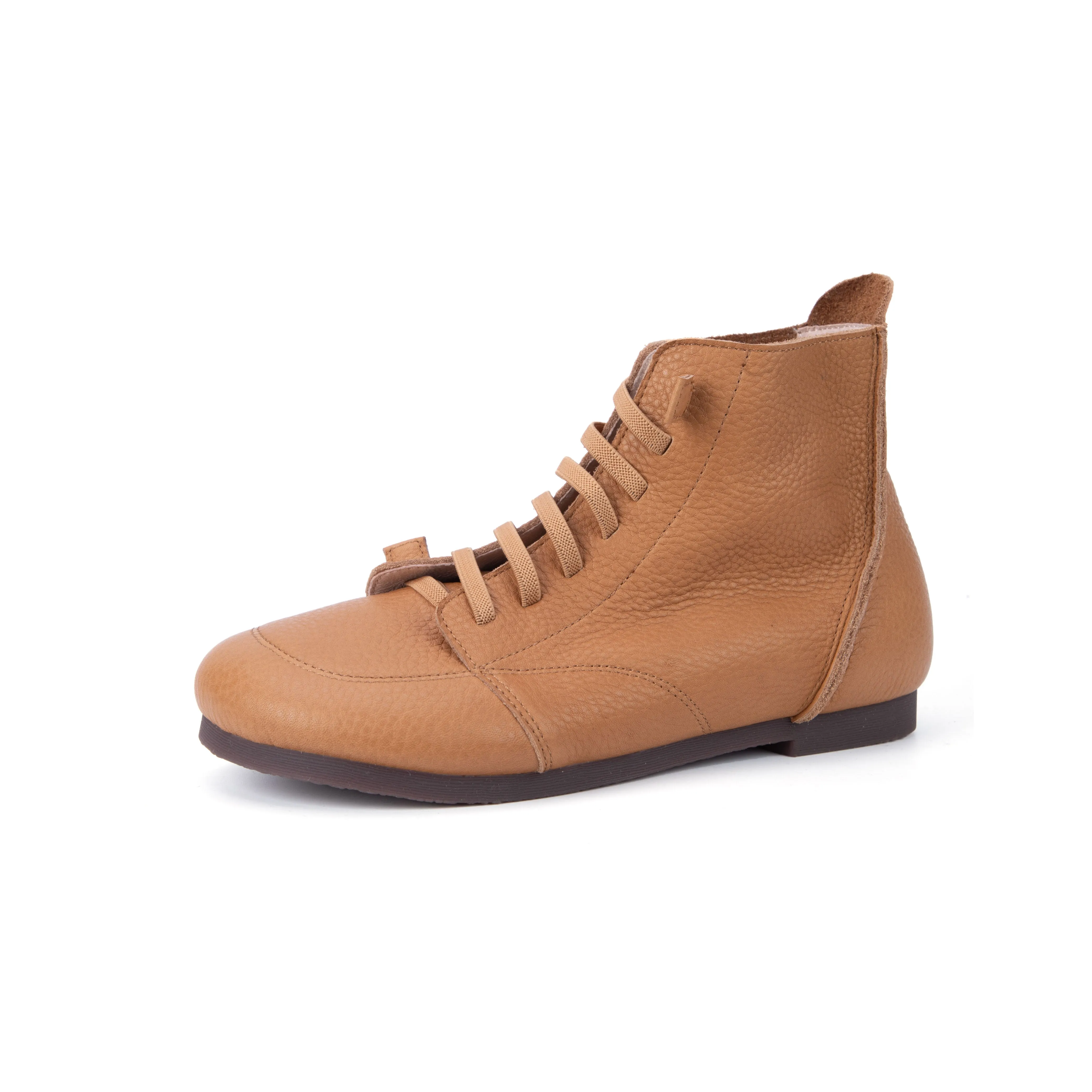 Women's Handmade Leather Flat Casual Lace-Up Boots