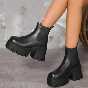 Women's High Heel Chunky Sole Chelsea Ankle Boots 66602092C