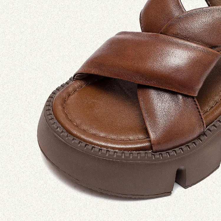 Women's Leather Summer Platform Casual Sandals
