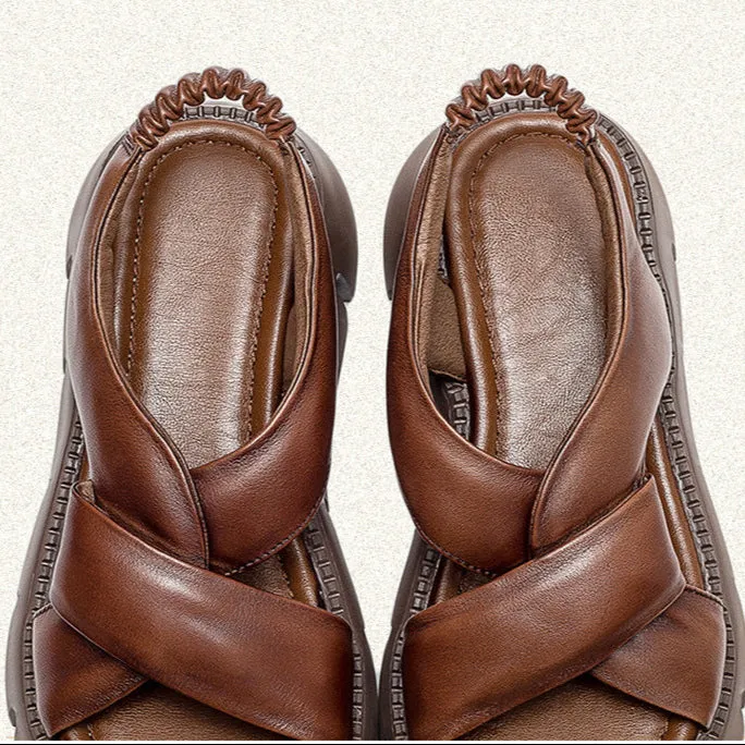 Women's Leather Summer Platform Casual Sandals