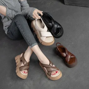 Women's Leather Summer Platform Casual Sandals