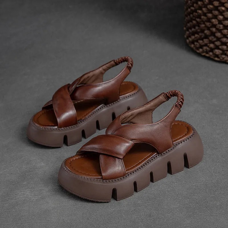 Women's Leather Summer Platform Casual Sandals