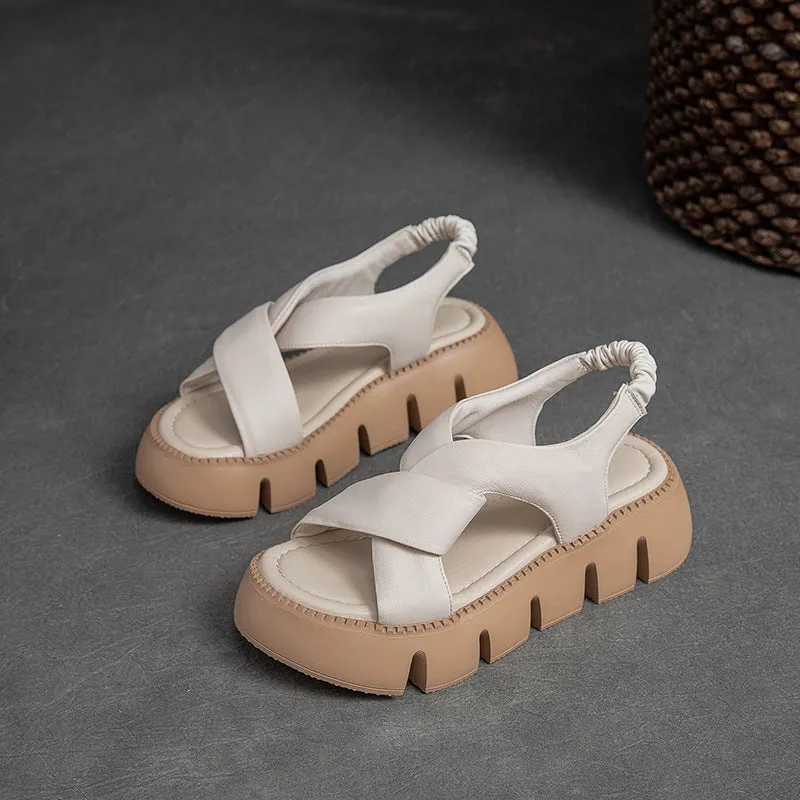 Women's Leather Summer Platform Casual Sandals