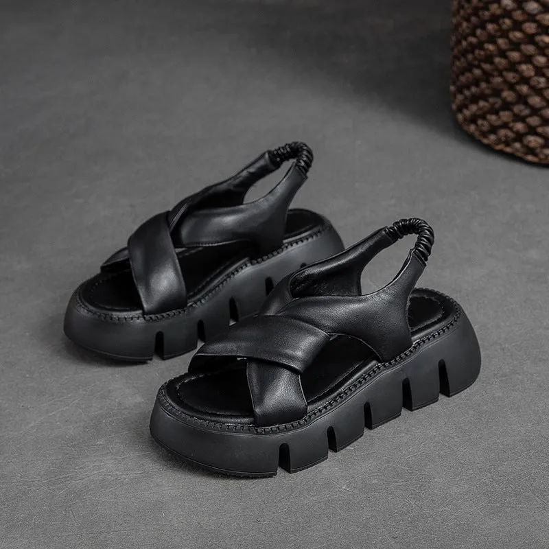 Women's Leather Summer Platform Casual Sandals