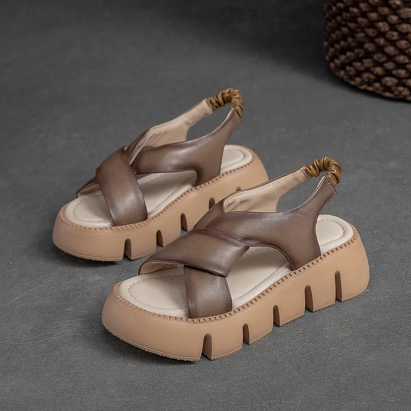 Women's Leather Summer Platform Casual Sandals